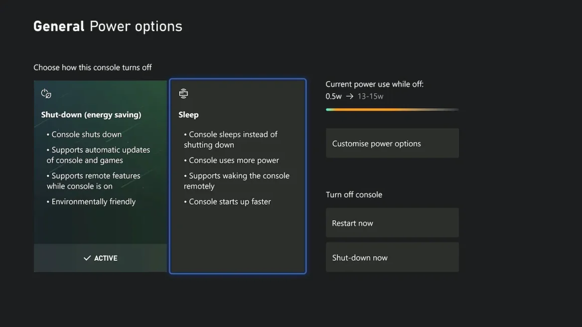 Microsoft werkt aan nieuwe stroomverbruik UI voor de Xbox