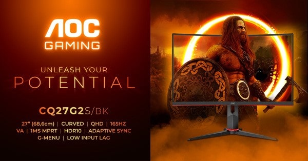 AGON by AOC introduceert CQ27G2S/BK; een 27-inch QHD-gaming-monitor